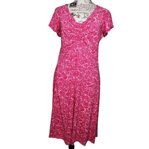 Fresh Produce Small/Medium Dress, Tropical Pink, Ruched Bust, Short Sleeve Vacay